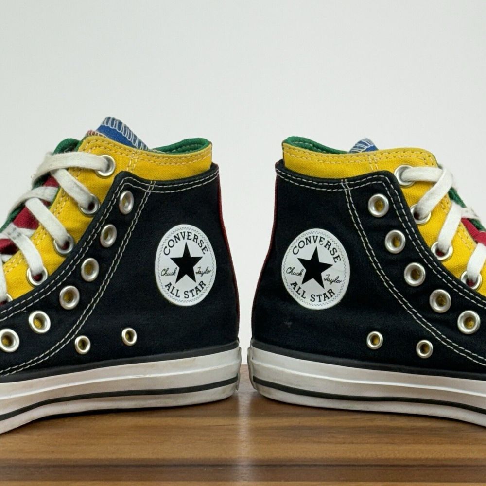 Womens Converse CTAS Double Upper Black Multicolor Hi Top‎ Sneakers Shoes Size 6 - Picture 6 of 10